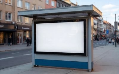 Outdoor digital signage with high brightness LCD for clear daytime advertising.