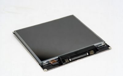 Industrial square LCD module with clean bezel and technical display structure.