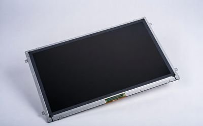 27-inch industrial LCD module with large metal backplate, slim bezel, and connector area, screen off