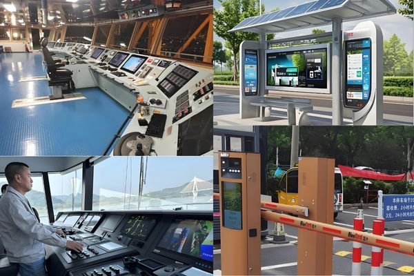 high brightness and sunlight readable LCD modules used in marine navigation consoles, outdoor kiosks and parking terminals