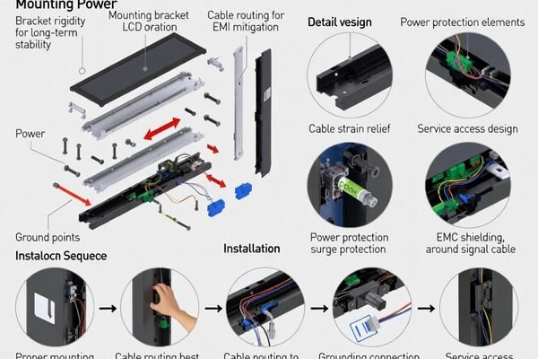 mounting and EMC for stretched bar LCD display MODULE