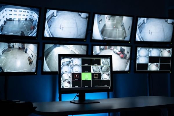 HB156S IPS LCD module used as a security surveillance monitor in a CCTV control room