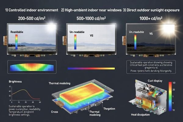 Industrial environment brightness analysis and thermal consideration