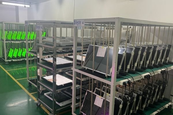 LCD display modules undergoing aging and stability testing