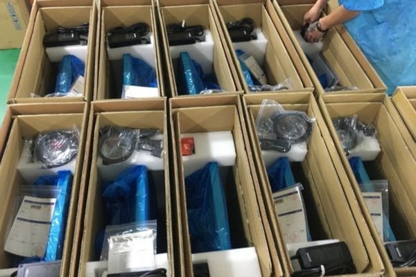 Packed LCD display modules prepared for shipment