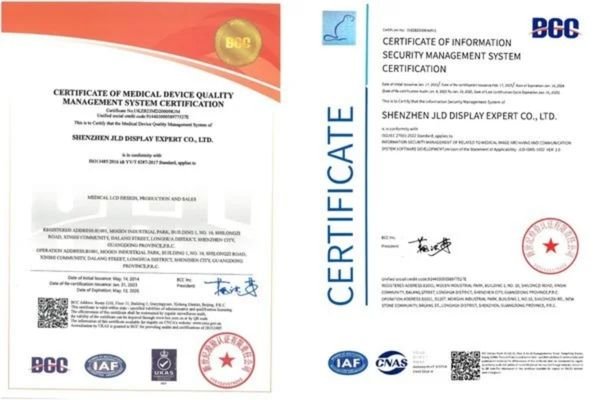 Quality management certifications for LCD display module manufacturing