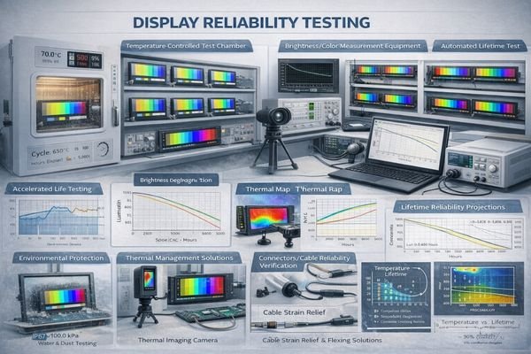 Display lifetime testing and thermal analysis setup