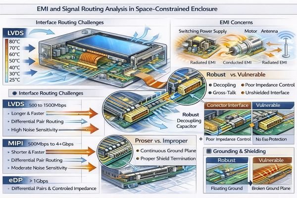 Signal integrity considerations for compact LCD module integration