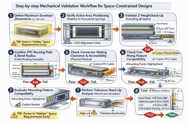 Mechanical constraint verification process for LCD module selection