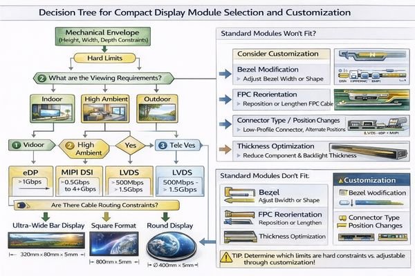 LCD module selection matrix for space-constrained applications