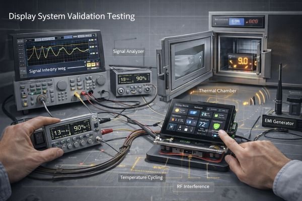 LCD module validation testing with EMI/EMC and environmental stress factors
