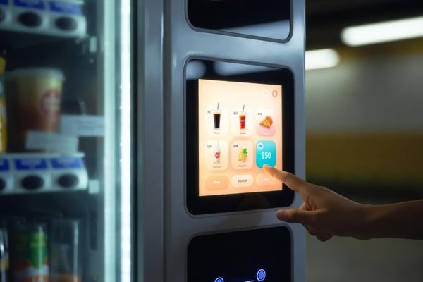 Vending or coffee machine with a square lcd display module for product selection and payment