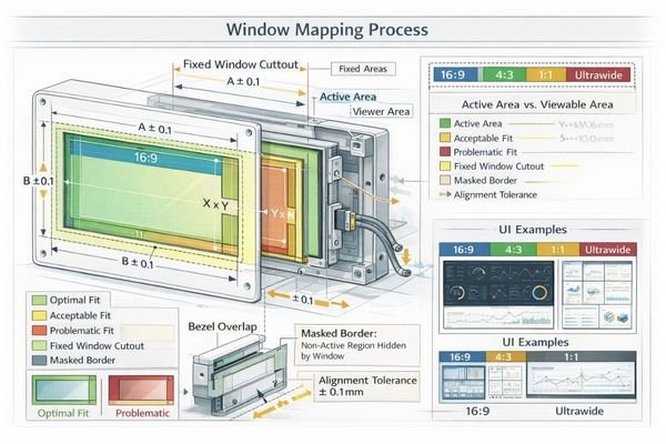 Window mapping process showing active area alignment and aspect ratio selection