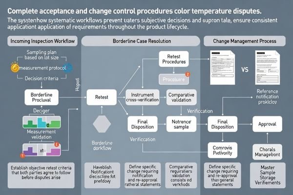 Acceptance workflow and change control for procurement-grade color consistency