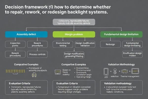 Strategic decision framework for backlight subsystem repair versus redesign requirements