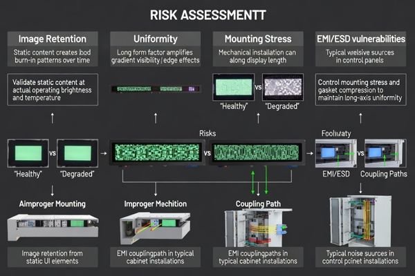 Bar display industrial risks: retention, uniformity, EMI