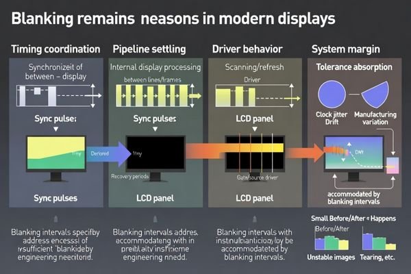 Why blanking is retained: timing coordination, pipeline settling, driver behavior, and margin