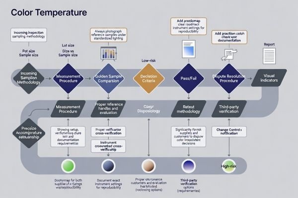 Procurement acceptance workflow for color temperature consistency validation