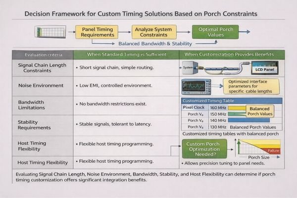 Custom LCD module advantages for porch timing optimization and system integration