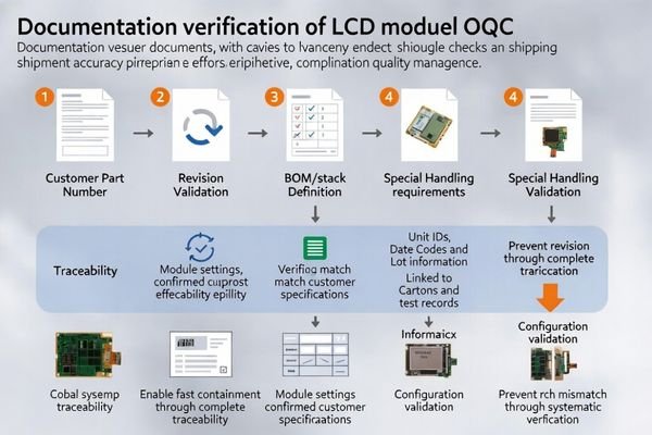 Documentation and traceability validation framework for LCD module OQC ensuring shipment accuracy and compliance verification