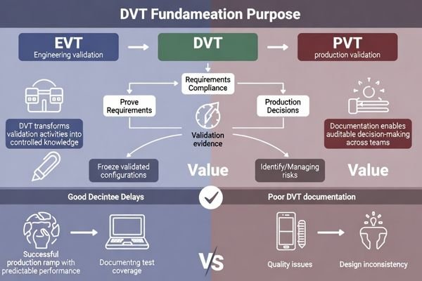 DVT deliverable purpose and value framework for systematic design validation and production preparation