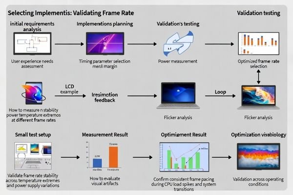 Systematic frame rate selection and validation methodology for LCD display module integration