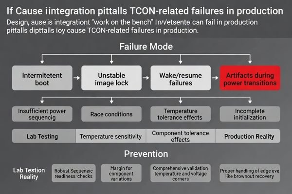 Integration pitfall analysis for TCON-based LCD modules identifying production failure mechanisms and prevention strategies