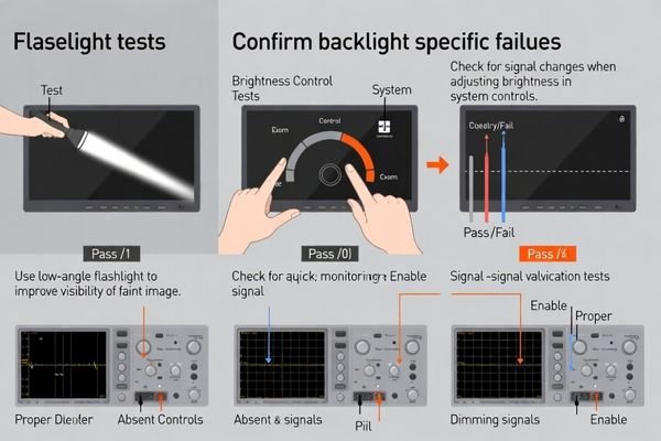 Quick diagnostic tests for confirming backlight versus display data path failures