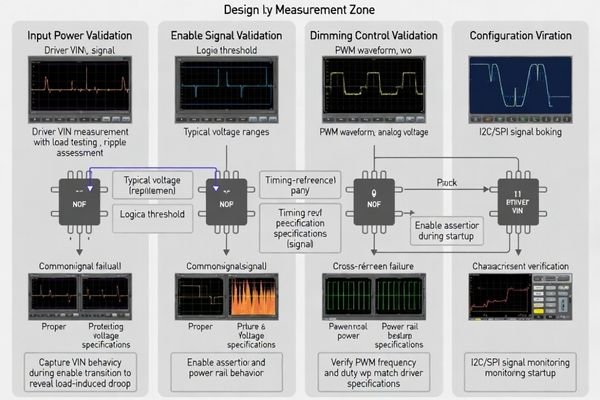 Priority measurement sequence for backlight driver power and control signal validation