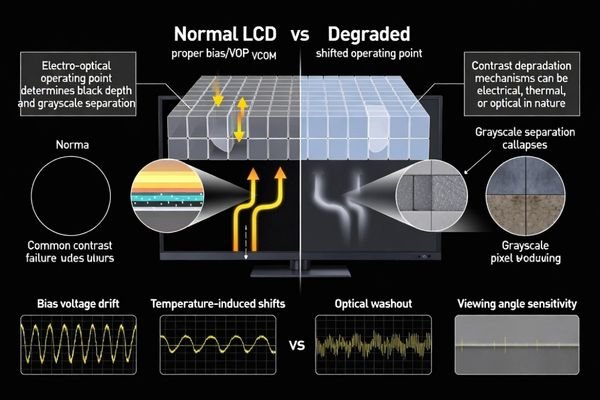 Understanding sudden contrast drop mechanisms in LCD display modules for effective troubleshooting