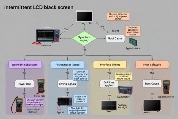 Systematic troubleshooting approach for occasional black screen issues in LCD display modules