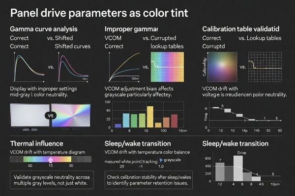 Panel drive parameter and calibration validation for color accuracy in LCD display modules