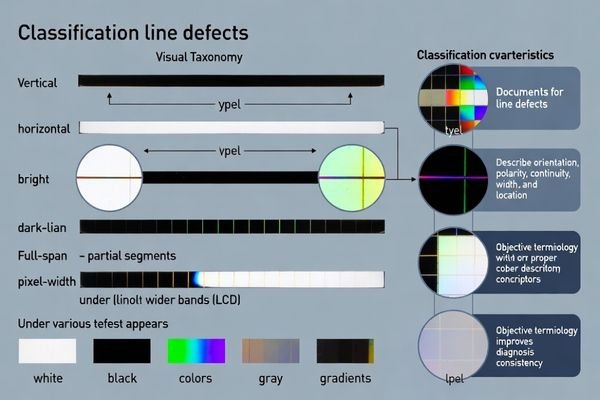 Line defect classification framework for LCD modules establishing clear identification criteria and visual characteristics