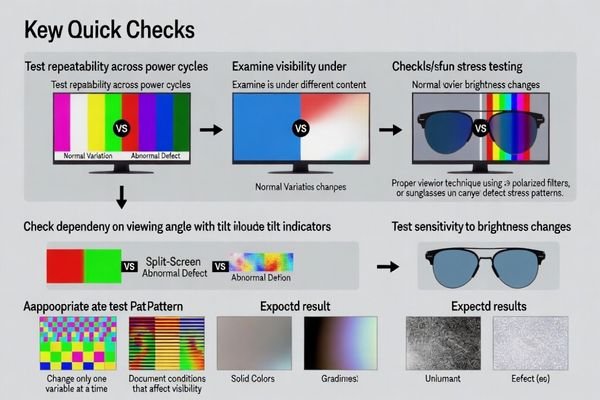 Quick screening methodology for line defects enabling rapid distinction between abnormal defects and normal visual phenomena