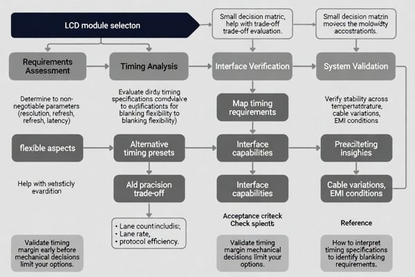 LCD module selection under bandwidth constraints: timing, interface margin, and system validation