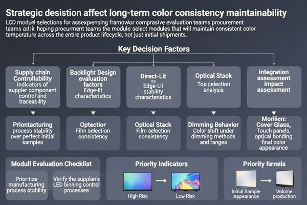 LCD module selection criteria optimizing color temperature consistency maintainability
