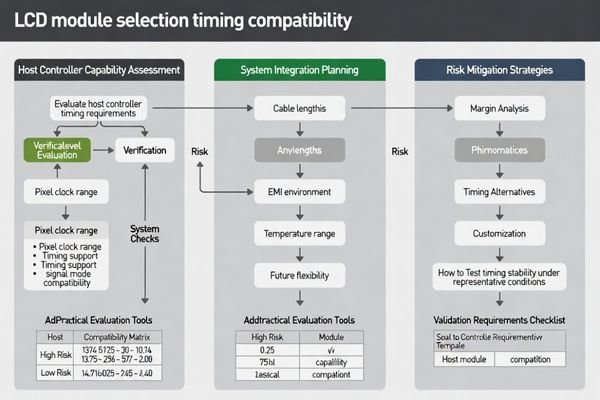 LCD module selection workflow using timing table compatibility analysis