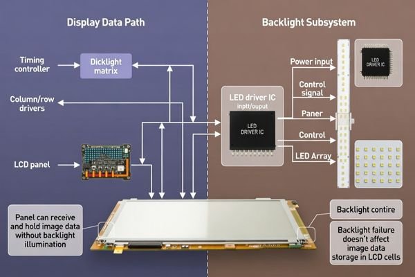 Backlight subsystem architecture and failure isolation for troubleshooting LCD display modules