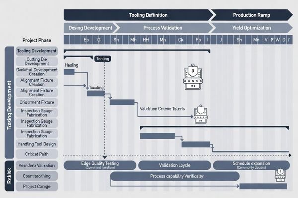 Lead time risk factors and schedule impact analysis for shaped LCD modules