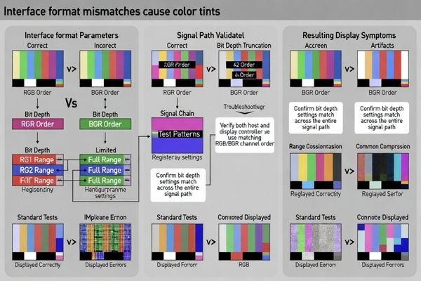 Interface format validation for color mapping accuracy in LCD display module implementations
