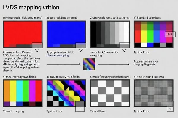 LVDS diagnostic test pattern suite for rapid mapping verification