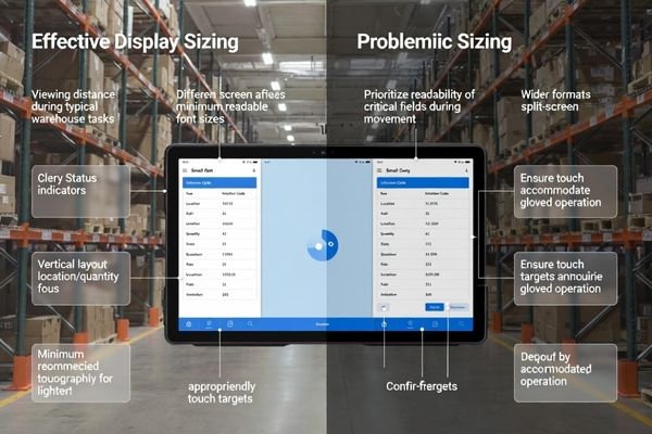 Screen size and resolution optimization for error-free warehouse picking terminal operation