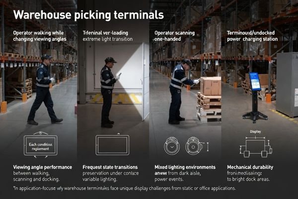 Unique operating conditions and requirements for warehouse picking terminal LCD display modules