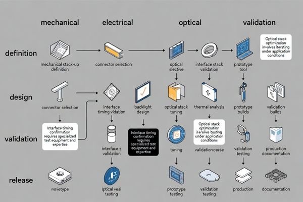 Engineering activity breakdown funded by NRE investment in custom LCD module development