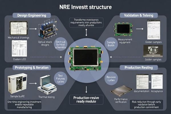 NRE cost structure and engineering activities for custom LCD display module development projects