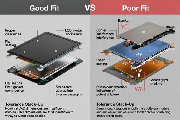 Mechanical fit relationship analysis showing outline dimension impact on assembly feasibility and integration success