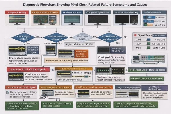 Common pixel clock failure modes and troubleshooting approach for LCD modules