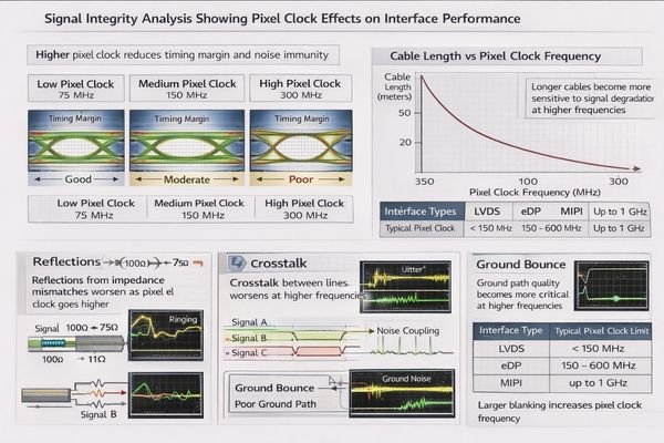 Pixel clock impact on signal integrity and EMI performance in LCD modules