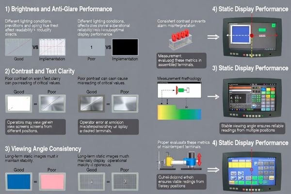 PLC HMI display performance requirements: brightness, glare, viewing angle