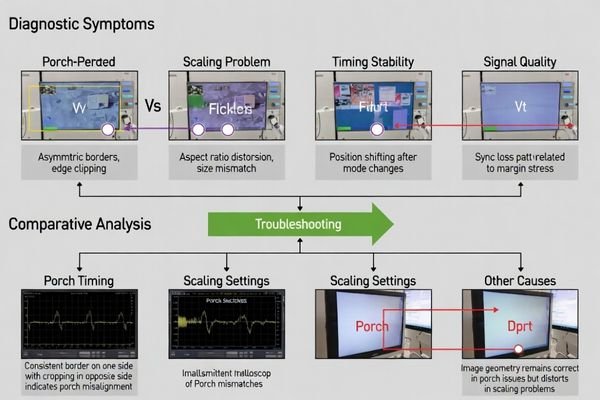Diagnostic indicators and troubleshooting approach for porch-related positioning problems